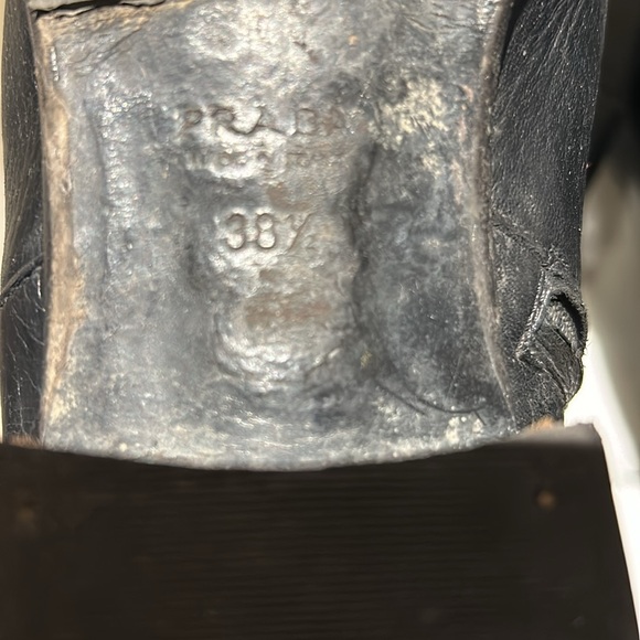 Prada, tall black boots. Size 38.5 black Calf- skin. Gold hardware.￼ - Picture 11 of 12